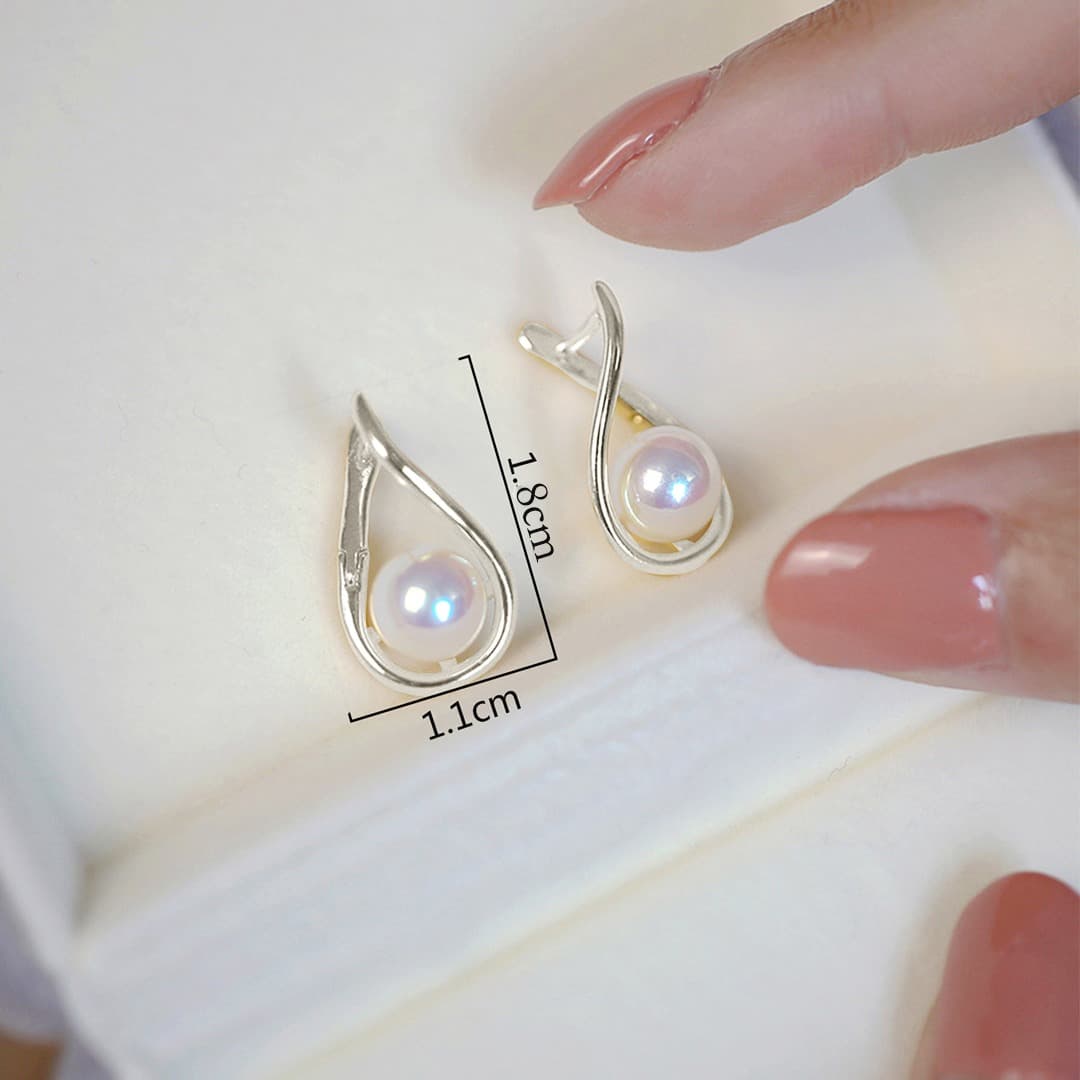 ต่างหูไข่มุกแท้ รุ่นGolden Drop ตัวเรือนเงินแท้ S925 ชุปทอง14k image 7