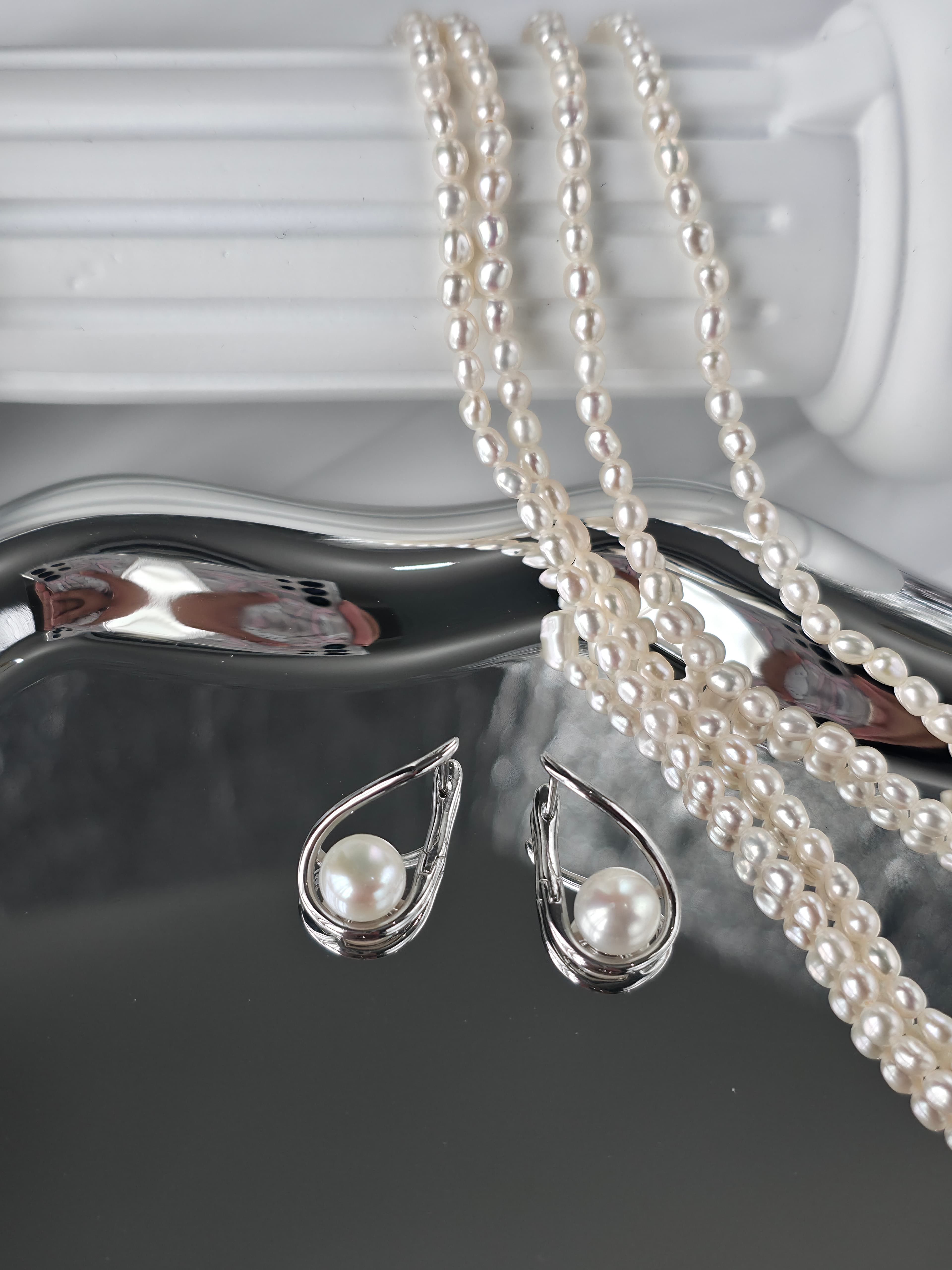 E07 ต่างหูไข่มุกแท้ รุ่น Silver Drop | Freshwater Pearl เกรดพรีเมียม ตัวเรือนเงินแท้S925 ชุปทอง 18k image 2