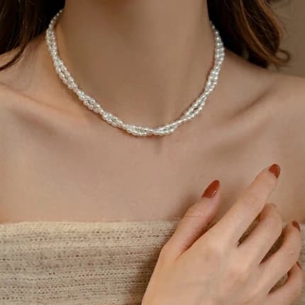 N05 สร้อยคอไข่มุกแท้ รุ่น Amara Doux 2 เลเยอร์ (Double Strand) ไข่มุกขนาด3-4mm คลาสสิก หรูหรา image 4