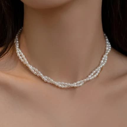 N05 สร้อยคอไข่มุกแท้ รุ่น Amara Doux 2 เลเยอร์ (Double Strand) ไข่มุกขนาด3-4mm คลาสสิก หรูหรา image 3