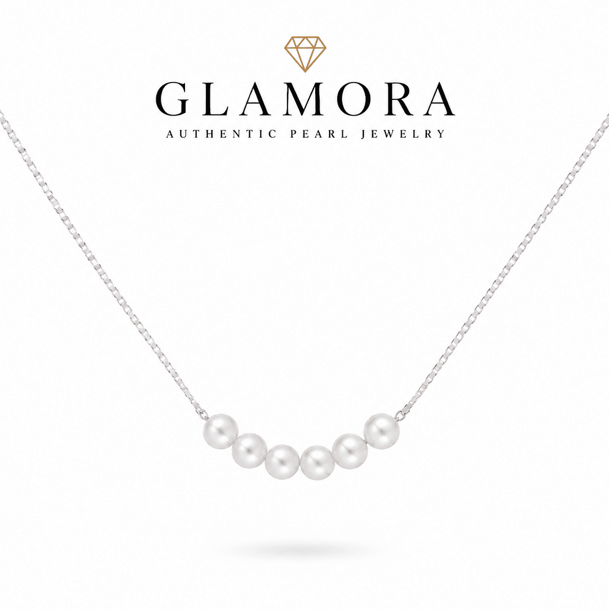 N02 สร้อยคอรุ่นGraceful Row ไข่มุกแท้5เม็ด เงินแท้S925 พร้อมกล่องกิ๊ฟเซ็ต image 1